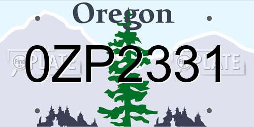 0ZP2331 Oregon License Plate