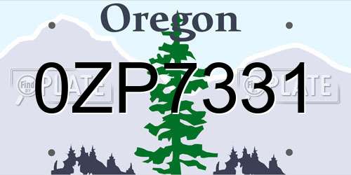 0ZP7331 Oregon License Plate
