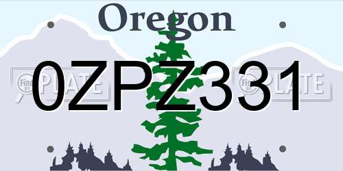0ZPZ331 Oregon License Plate
