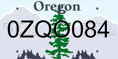 0ZQO084 Oregon License Plate