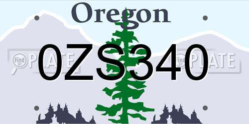 0ZS340 Oregon License Plate
