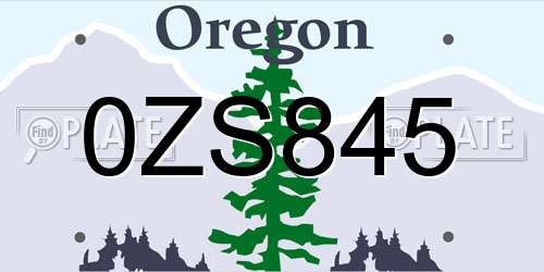 0ZS845 Oregon License Plate
