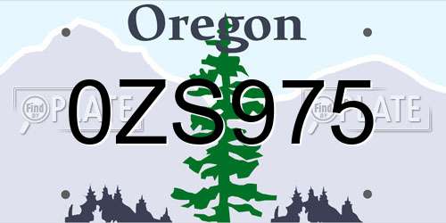 0ZS975 Oregon License Plate