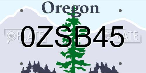 0ZSB45 Oregon License Plate