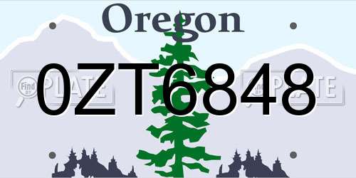 0ZT6848 Oregon License Plate