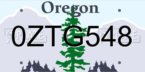 0ZTG548 Oregon License Plate