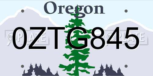0ZTG845 Oregon License Plate