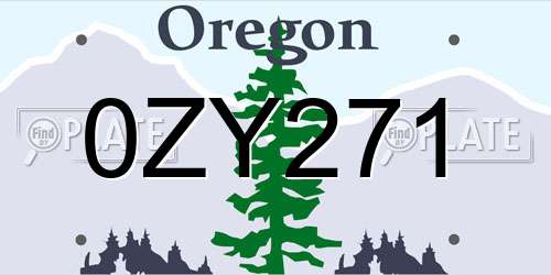 0ZY271 Oregon License Plate