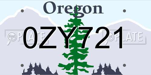 0ZY721 Oregon License Plate