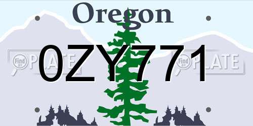 0ZY771 Oregon License Plate