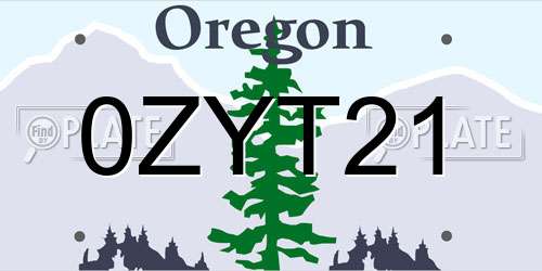 0ZYT21 Oregon License Plate