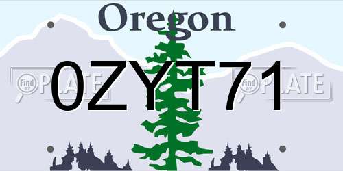 0ZYT71 Oregon License Plate