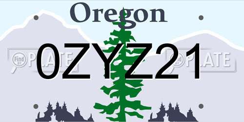 0ZYZ21 Oregon License Plate