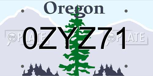 0ZYZ71 Oregon License Plate