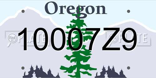 10007Z9 Oregon License Plate