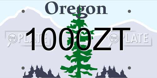 1000ZT Oregon License Plate
