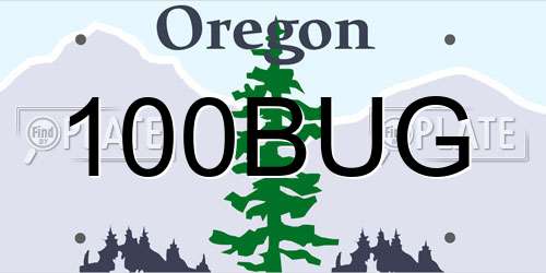 100BUG Oregon License Plate