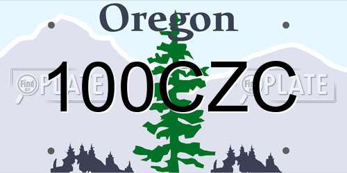 100CZC Oregon License Plate