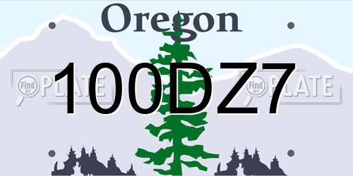 100DZ7 Oregon License Plate