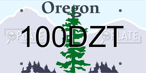 100DZT Oregon License Plate