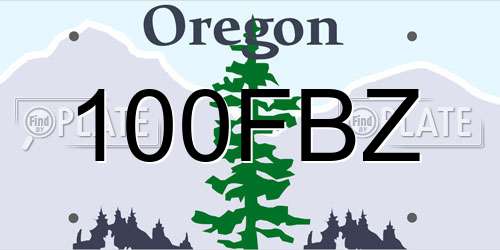 100FBZ Oregon License Plate