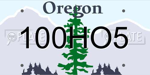 100HO5 Oregon License Plate