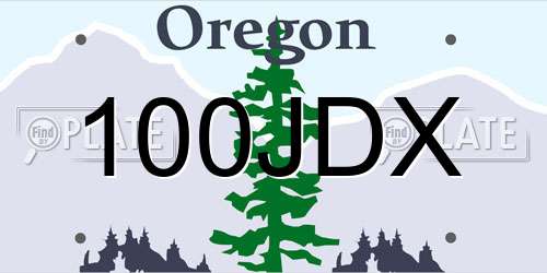 100JDX Oregon License Plate