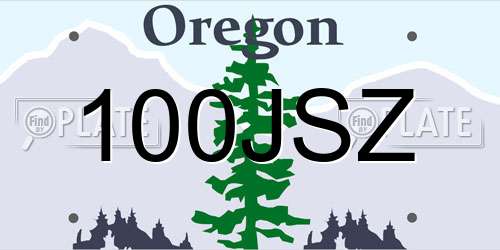 100JSZ Oregon License Plate