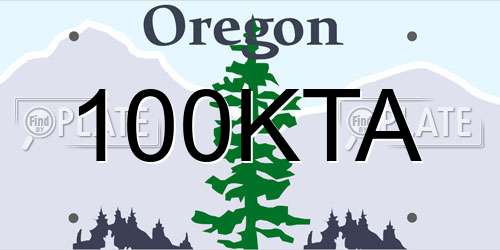 100KTA Oregon License Plate