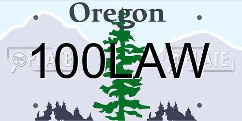 100LAW Oregon License Plate