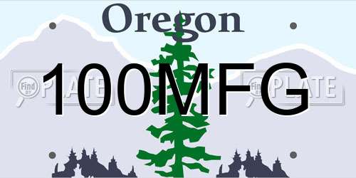 100MFG Oregon License Plate
