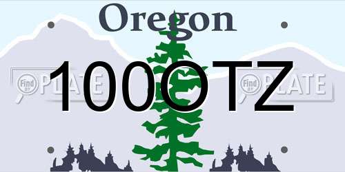 100OTZ Oregon License Plate