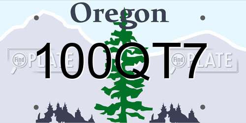 100QT7 Oregon License Plate