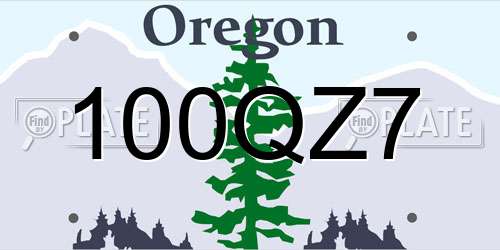 100QZ7 Oregon License Plate