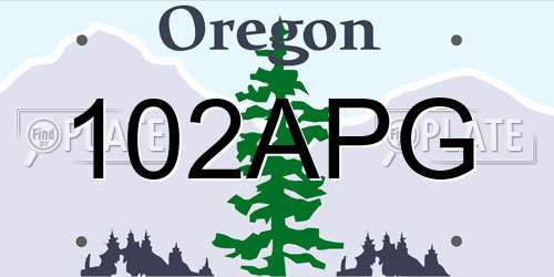 102APG Oregon License Plate