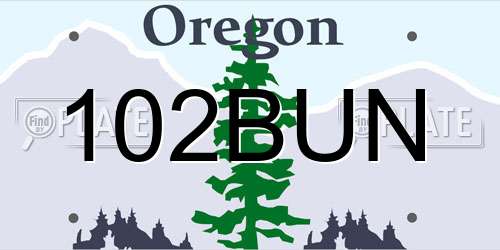 102BUN Oregon License Plate