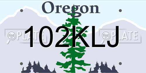 102KLJ Oregon License Plate