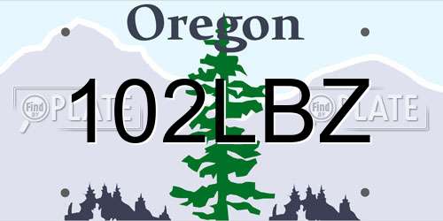 102LBZ Oregon License Plate