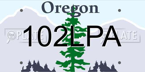102LPA Oregon License Plate