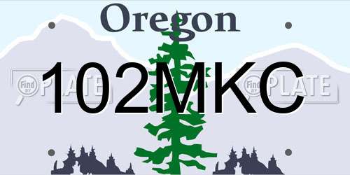 102MKC Oregon License Plate