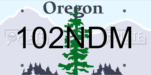 102NDM Oregon License Plate