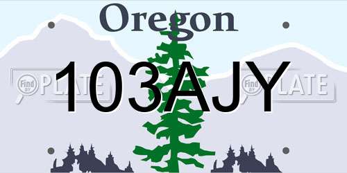 103AJY Oregon License Plate