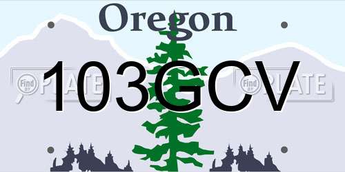 103GCV Oregon License Plate