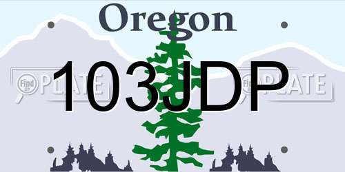 103JDP Oregon License Plate