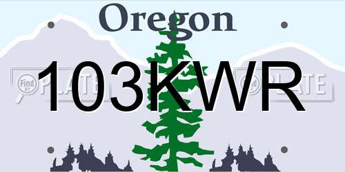 103KWR Oregon License Plate