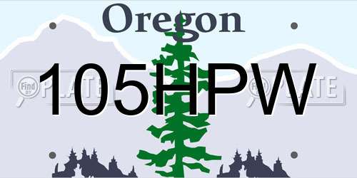 105HPW Oregon License Plate