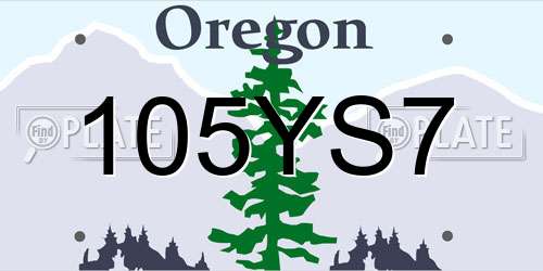 105YS7 Oregon License Plate