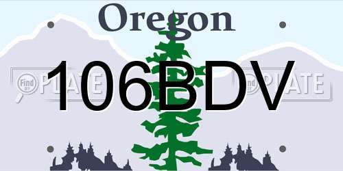 106BDV Oregon License Plate