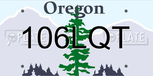 106LQT Oregon License Plate