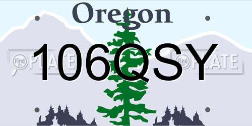 106QSY Oregon License Plate